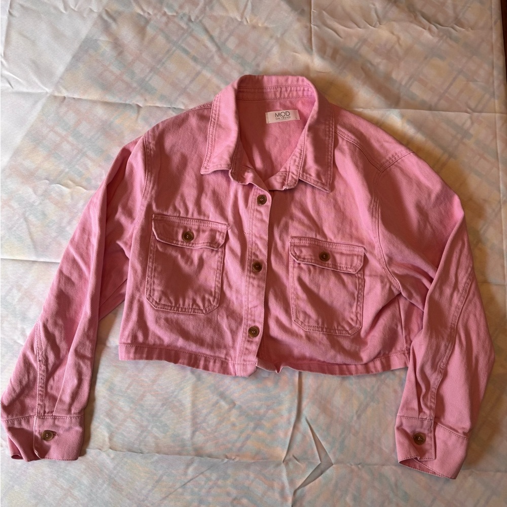 MOD ON TREND Pink Cropped Utility Jacket - Women's